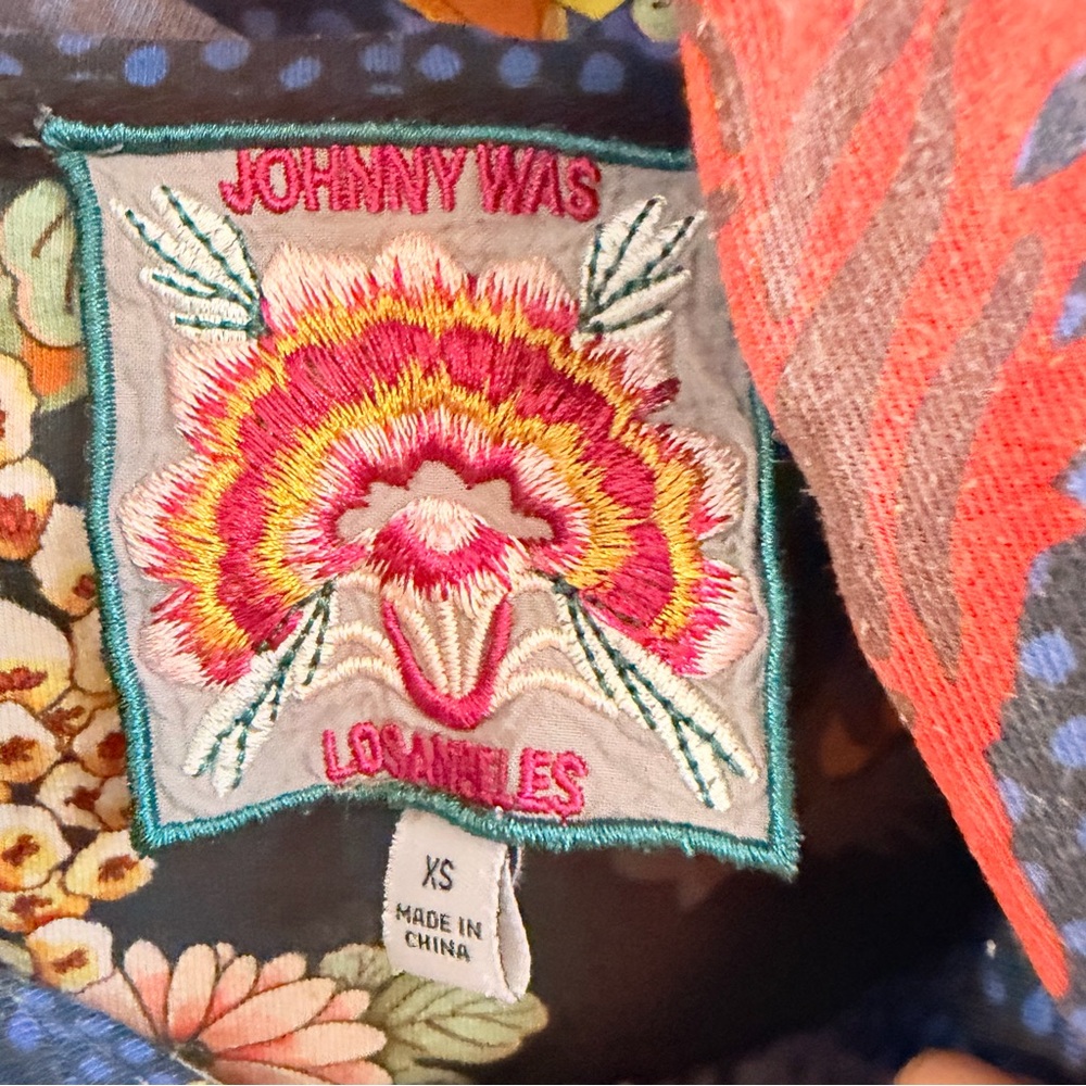 Johnny Was Navy Floral Zip Hoodie with Red, Yellow & Pink Accents - Picture 6 of 10